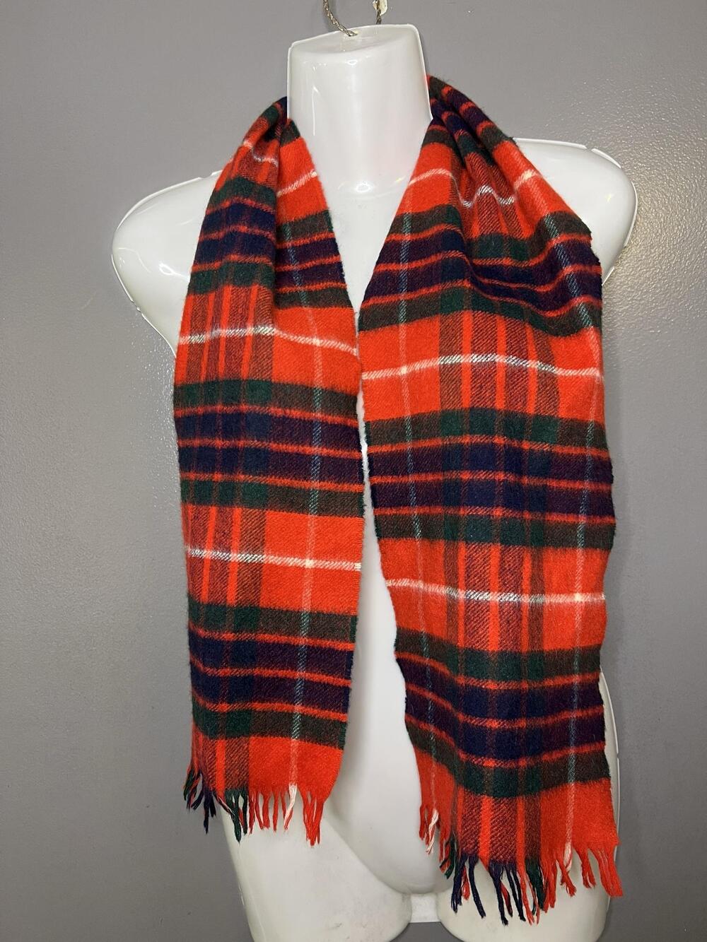 Glen Lossie Scarf Womens One Size Red Fraser Plaid Cashmere Wool Fringe Scotland